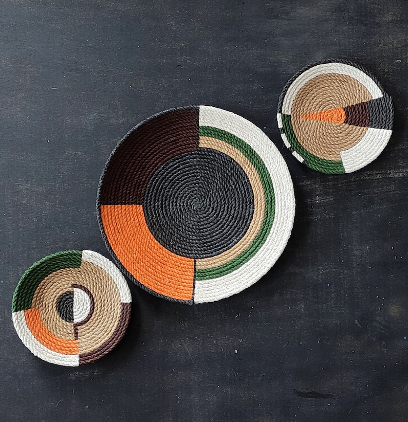 Set of 3 African Wall Plate Wall Plate Wall Art Woven Wall Etsy