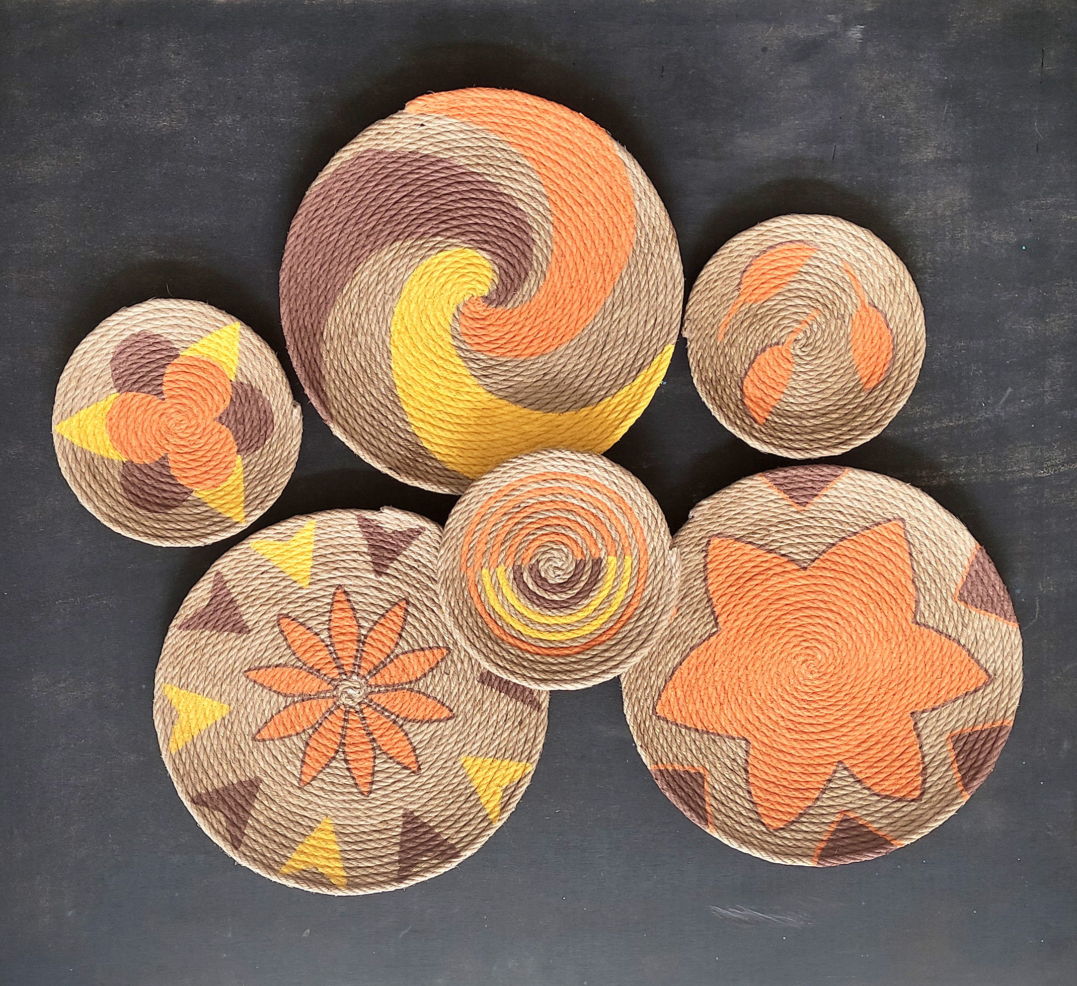 Set of 6 Wall Basket, Wall Basket, Wall Art, Wall Plate, Wall Plates