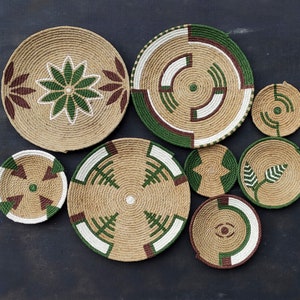 Handmade African Wicker Wall Basket Set: Boho Wall Decor