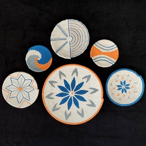 Handmade African Wall Basket Set: Boho Woven Wall Plates