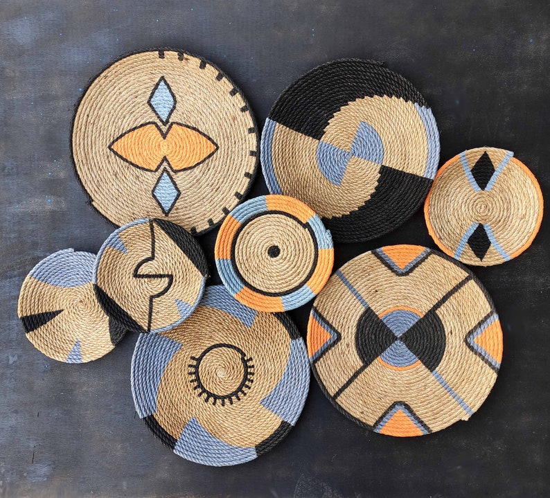 Wall Basket Set of 8 African Wall Basket Wall Plate African Etsy