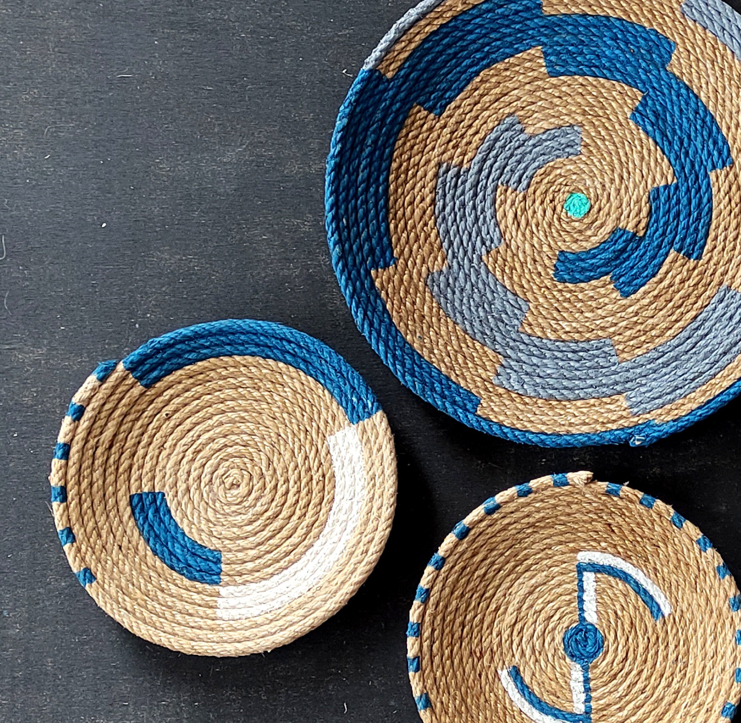 Set of 4 African Wall Basket, Wall Basket, Wall Art, Wall Plates, Wall
