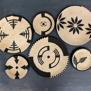 Handmade African Wall Basket Set: Woven Boho Wall Decor