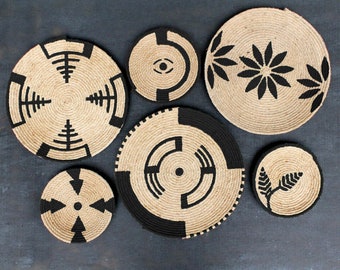 Handmade African Wall Basket Set: Woven Boho Wall Decor