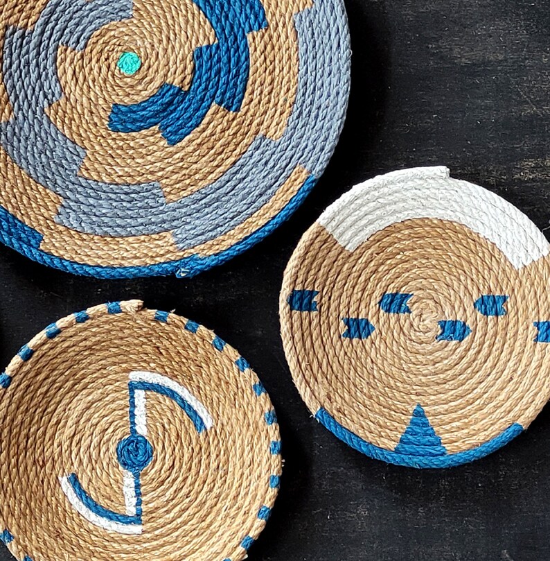 Set of 4 African Wall Basket, Wall Basket, Wall Art, Wall Plates, Wall