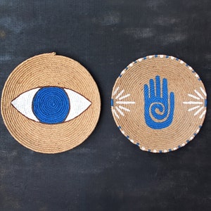 Handmade African Wall Basket Set: Boho Wall Decor (12.2 inch)