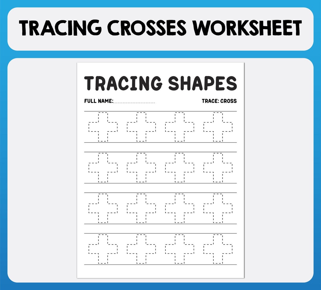 Tracing 2D Shapes Trace CROSSES Printable Worksheet Etsy