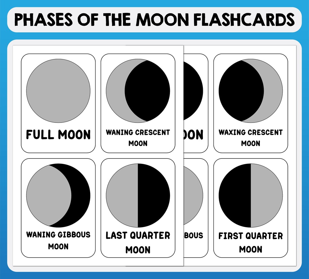 Phases of the Moon Flashcards Printable - Etsy UK