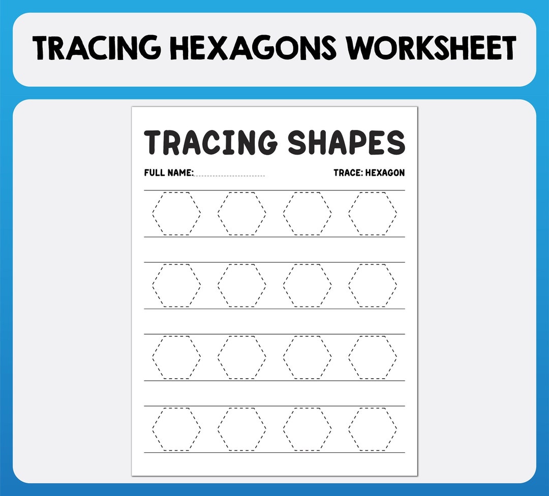 Tracing 2D Shapes : Trace HEXAGONS Printable Worksheet - Etsy