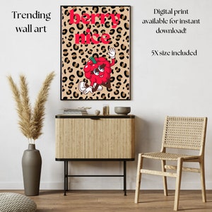 Wall Art|Home Decor|Trending art|Digital print|Instant Download|Leopard Print|Fruit berry nice