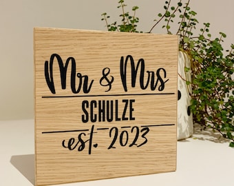 Hochzeitsgeschenk personalisiert, Deko Erinnerung an Hochzeit für das Brautpaar, Holzschild, Deko als Bild zum hinstellen, individuell