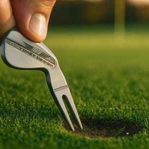 Golf Divot Repair Tool Wedge-Shape - Metal Greens Fork | Pocket Pitch Mark Fixer, Cool Golf Girt for Dad & Groomsmen