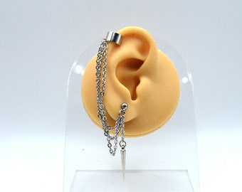 Chain Ear Cuff with Spike, Alternative Jewellery, Stainless Steel Earcuff