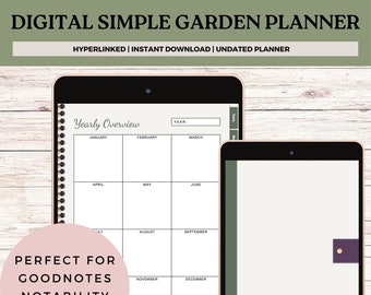 Planejador de jardim digital sem data com hiperlinks para Goodnotes e Noteability | Rastreador de iniciação de sementes | Inventário de sementes | Plantio complementar