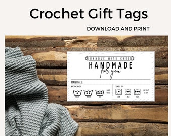 DRUCKBARE häkeln Geschenkanhänger | Handgemacht mit Liebe Tags | Print and Cut Care Tags | Selbstgemachte Geschenkanhänger | Handwerksmarkt Anhänger