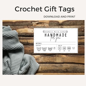 DRUCKBARE häkeln Geschenkanhänger | Handgemacht mit Liebe Tags | Print and Cut Care Tags | Selbstgemachte Geschenkanhänger | Handwerksmarkt Anhänger
