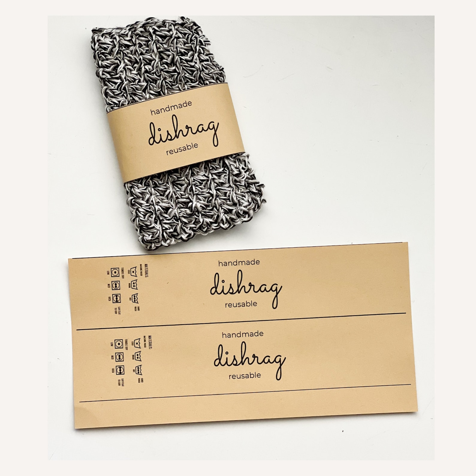 Printable Dishrag and Washrag Wrap Labels Product Tags for Dishrag and