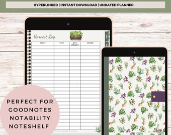 Digital Undated Garden Planner with Hyperlinks for Goodnotes and Noteability| Garden Plans | Seed Starter Tracker| Seed Inventory