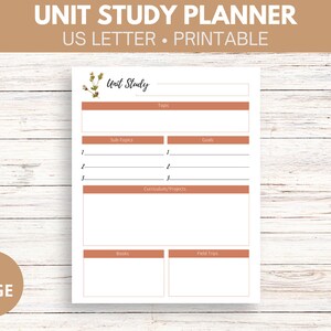 Printable Unit Study Planner| Homeschool Unit Study Planner| 1 Page Unit Study Planner | Homeschool Planner Printable | Homeschool Lesson