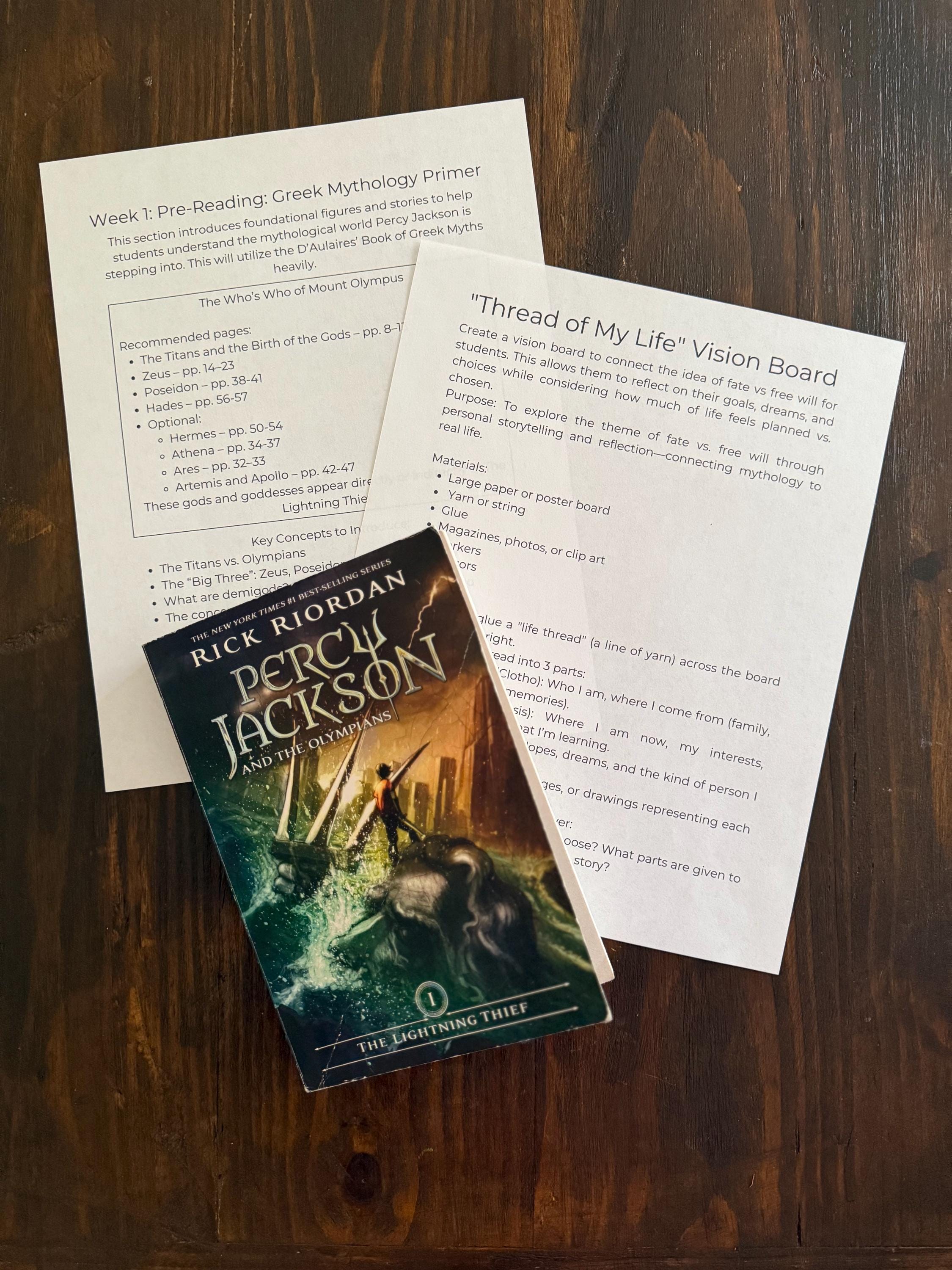 Percy Jackson and the Olympians: the Lightning Thief Novel Study ...