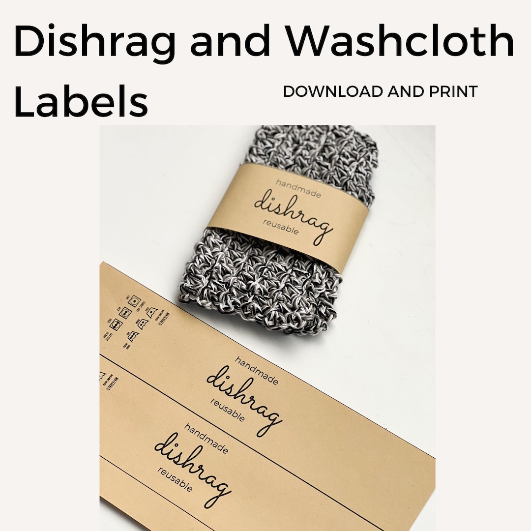 Printable Dishrag and Washrag Wrap Labels Product Tags for Dishrag and