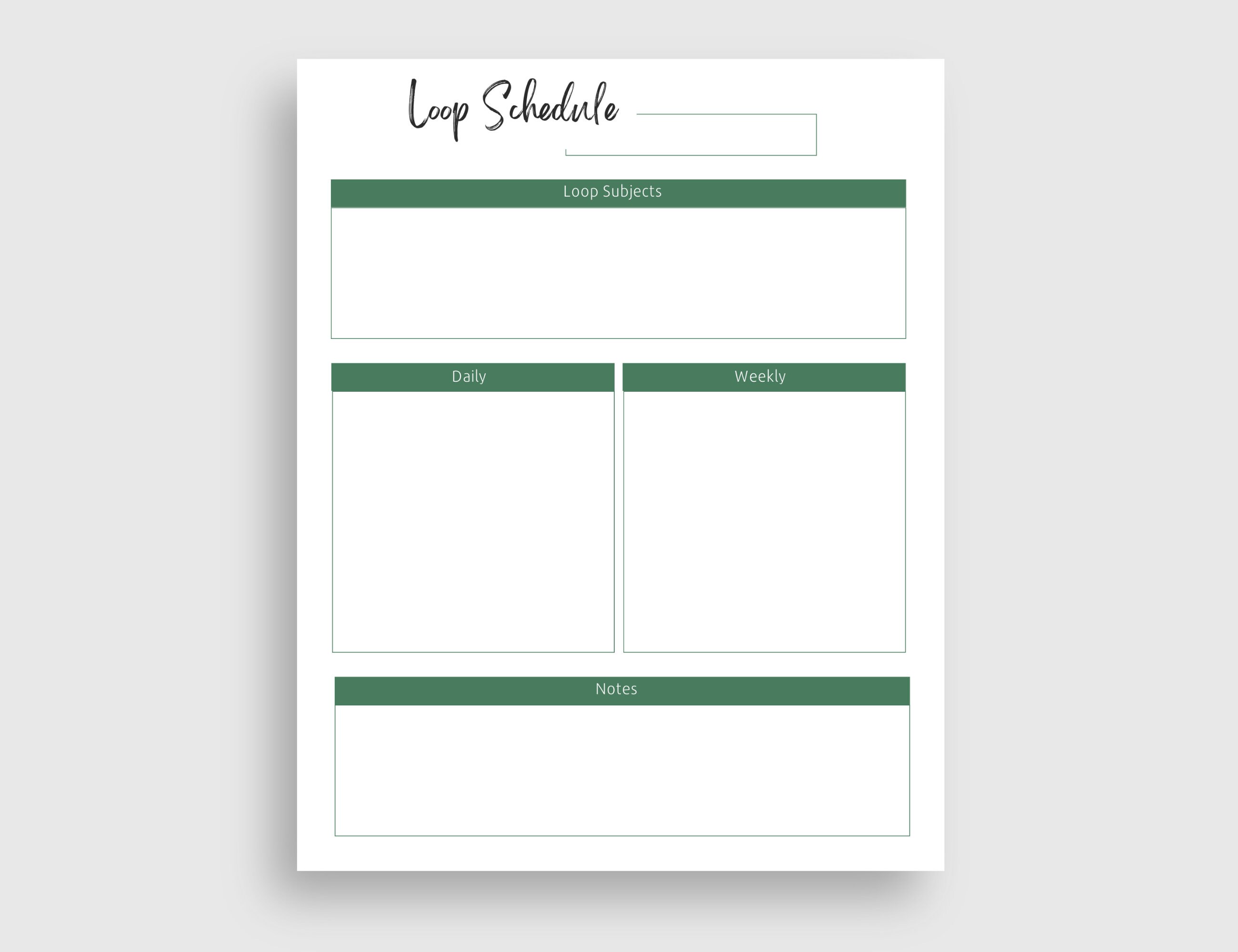 Loop Schedule Planner Homeschool Loop Schedule Printable - Etsy
