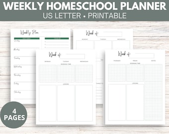 Printable Weekly Homeschool Planner| Charlotte Mason Homeschool | Printable Lesson Planner | Homeschool Weekly Schedule | Homeschool Rhythm