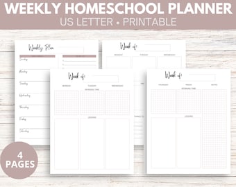 Printable Weekly Homeschool Planner| Charlotte Mason Homeschool | Printable Lesson Planner | Homeschool Weekly Schedule | Homeschool Rhythm