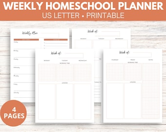 Printable Weekly Homeschool Planner| Charlotte Mason Homeschool | Printable Lesson Planner | Homeschool Weekly Schedule | Homeschool Rhythm
