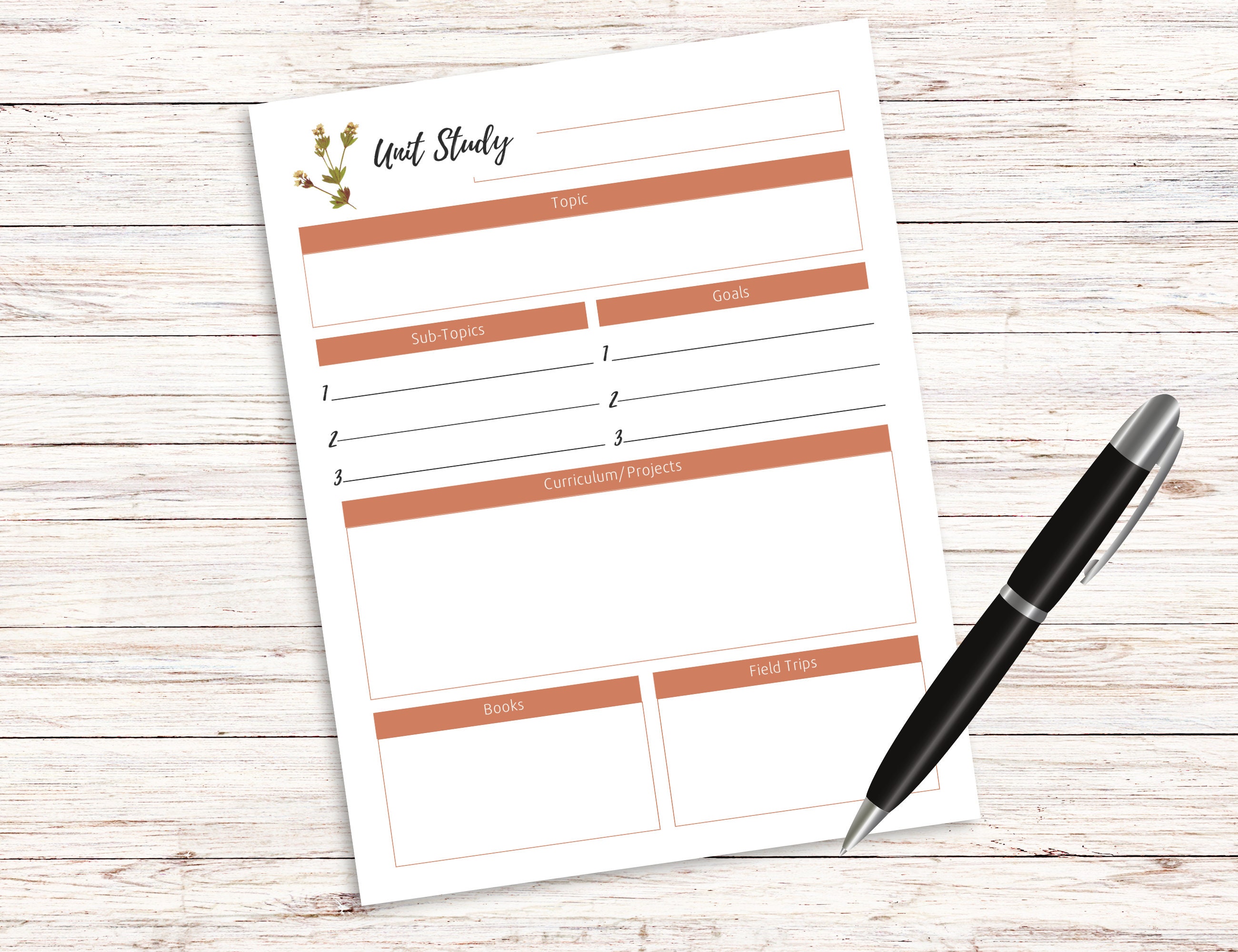 Printable Unit Study Planner| Homeschool Unit Study Planner| 1 Page ...