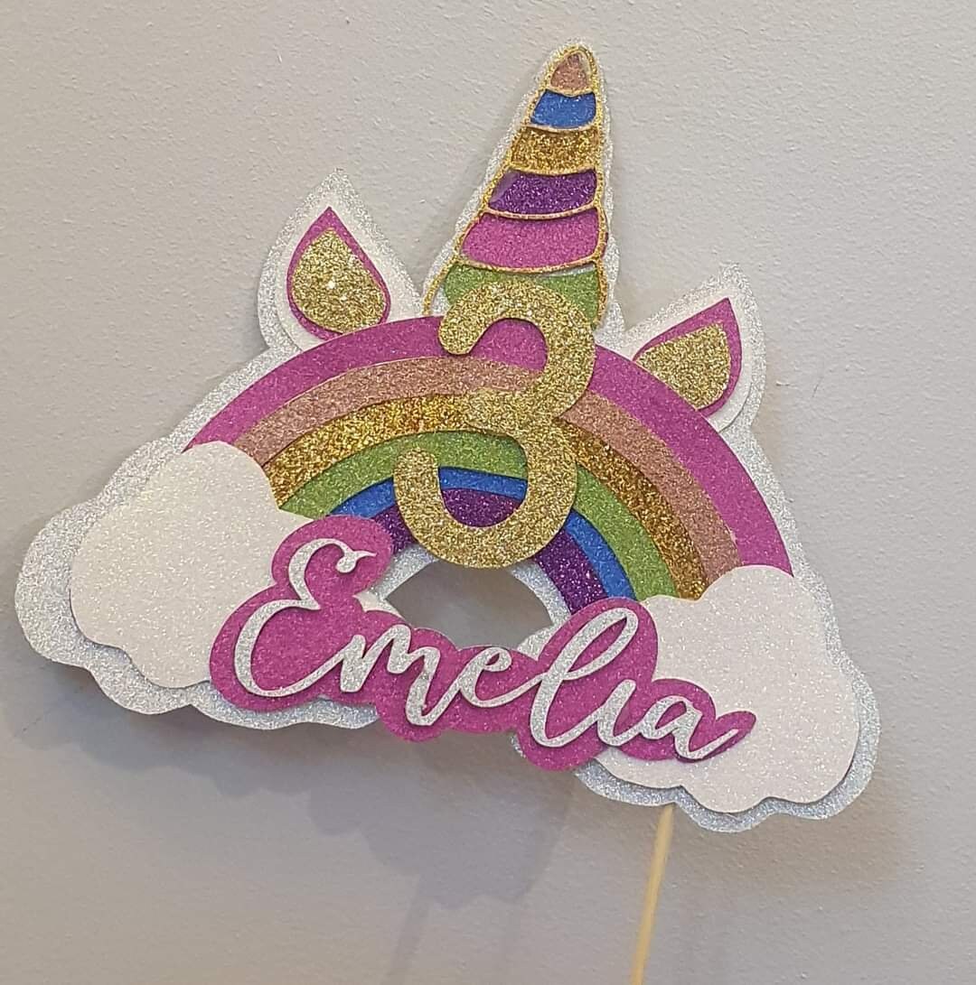 Unicorn Rainbow Themed Cake Topper - Etsy