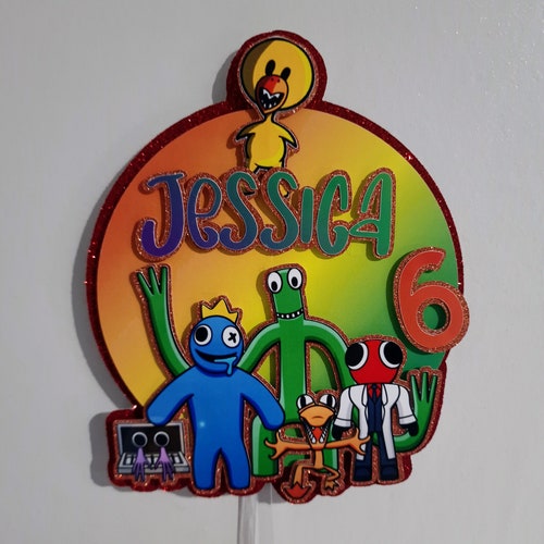 Rainbow friends personalised cake topper