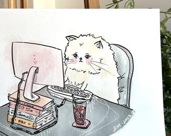 Girlboss Kitty Cat Art Print | A4 Physical Copy