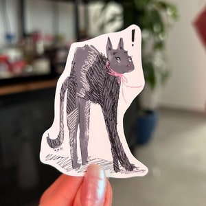 Gato modelo surpreso e chocado (!) (1 peça) | Adesivo de animal gatinho moderno com acabamento fosco para telefone ou iPad | Presente engraçado para amantes de gatos