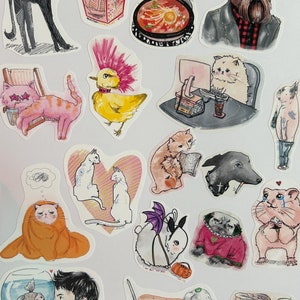 SCEGLI IL TUO Set di adesivi divertenti con animali (5 pezzi) Scegli 5 design di adesivi! / Adesivi carini con animali opachi, impermeabili e resistenti alle intemperie