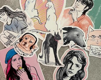 Illustrated Sticker Pack | DPR IAN, Sylvia Plath, Cats, Dogs (9pc)