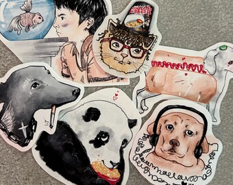 Foodie Animal Sticker Pack | Weatherproof Matte Stickers 6pc Set