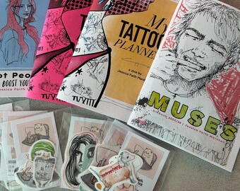 Sticker & Zine Bundle | 5 Weatherproof Animal Stickers, Artsy Zines