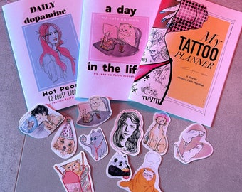 Mystery Zine Booklet & 5pc Sticker Bundle