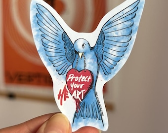 Protect Your He(Art) Bird Flying Sticker | Matte Sticker Decal