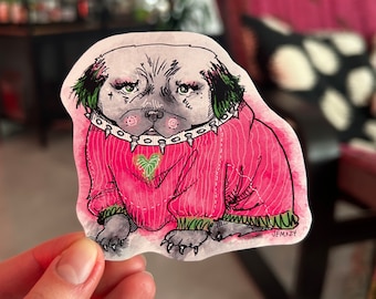 Punk Pug Sticker | Weatherproof Matte Sticker