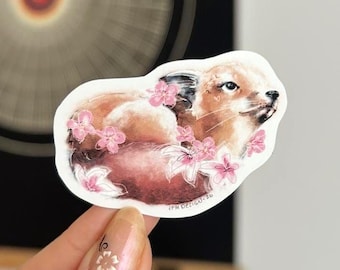 Foxy Sakura Blossom Sticker | Weatherproof Matte Sticker