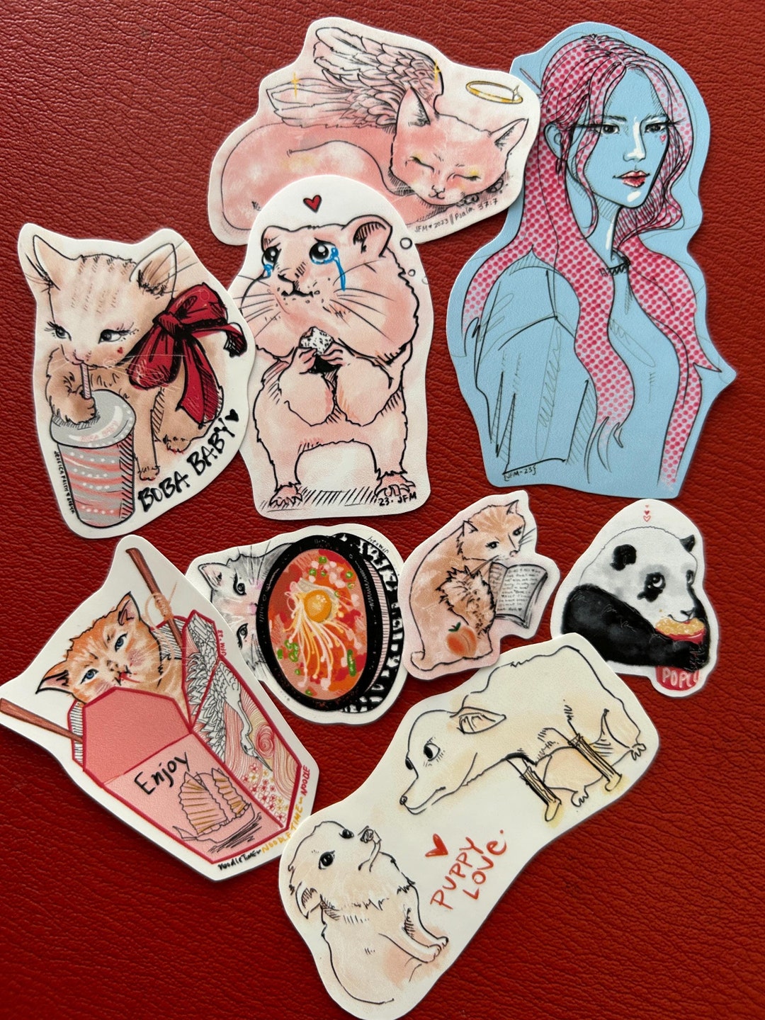 Aesthetic Asian Food Animal Sticker Pack | Weatherproof Matte Stickers ...