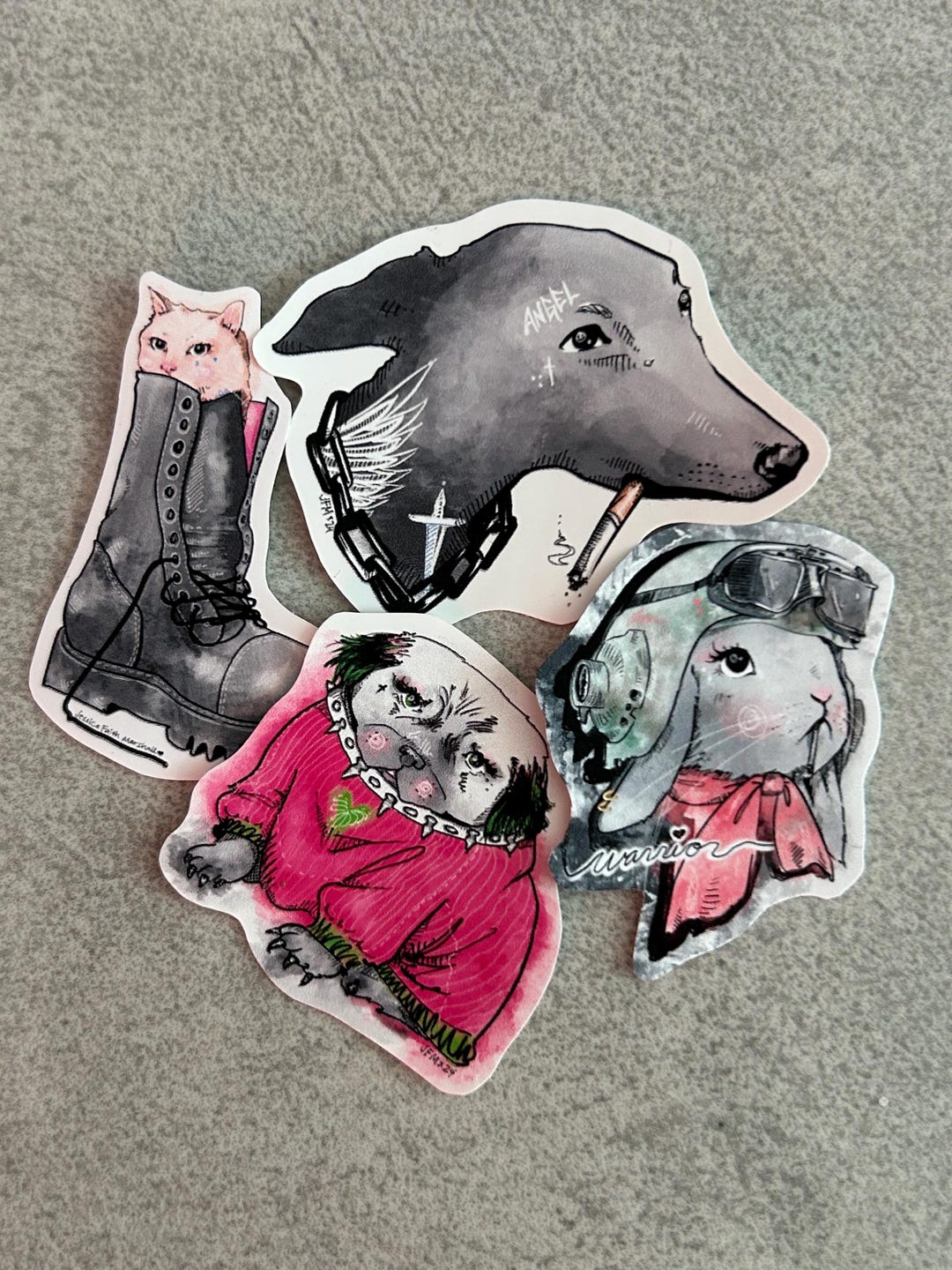 Rocker Chick Animal Sticker Set | Matte Weatherproof Stickers (4pc) - Etsy
