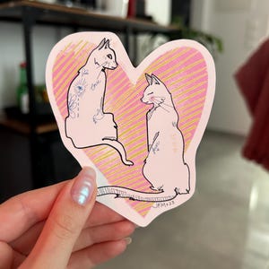 Tätowierte Liebhaber Katzen Herz Aufkleber (1 Stück) | Matte Finish Tatted Kitties Tier Aufkleber für Smartphone oder iPad | Lustiges Geschenk für Katzenliebhaber