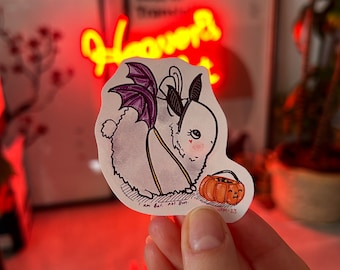 Bat Bunny Halloween Sticker | Bun Themed Matte Weatherproof Sticker
