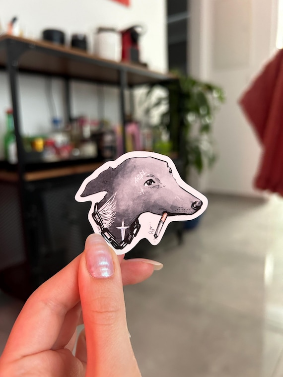 Tattooed Cig Smoking Grunge Dog Sticker | Weatherproof Matte Sticker