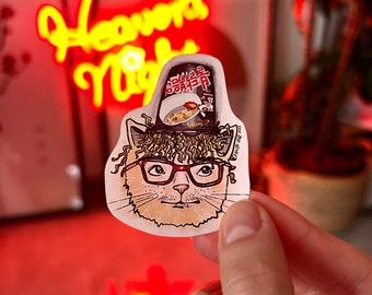 Korean Ramen Hair Cat Sticker | Weatherproof Matte Sticker