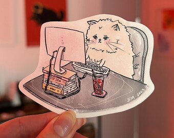 Girlboss Kitty Sticker | Weatherproof Matte Sticker