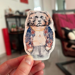 Simpatico adesivo panda rosso tatuato del capo della mafia / Personalizza laptop, notebook e iPad / Divertente idea regalo per gli amanti degli animali